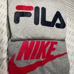 Fila shirt and Nike shirt